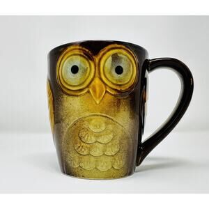 Elite Couture Gibson Owl 16 oz Coffee Mug-Earth tones Blue Eyes-Pre-owned